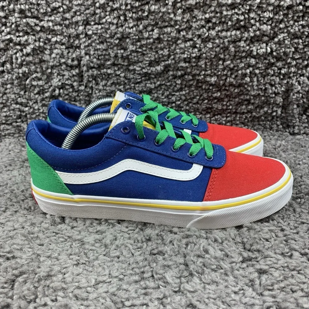 Vans Sneakers Youth Kids Sz 6 Old Skool Yacht Club Skate Shoes Red Green Blue